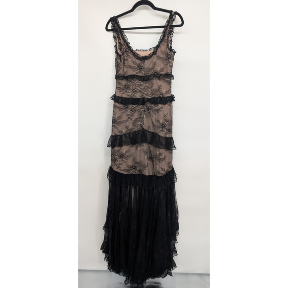 Alexis Timotha Lace Ruffle Maxi Dress Gown Size S Black #2H451 - Picture 7 of 13